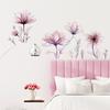 Pink Flowers Wall Stickers for Living Room Bedroom Background Wall Decor Girls's Room Home Decorative Stickers Wall Decals Mural