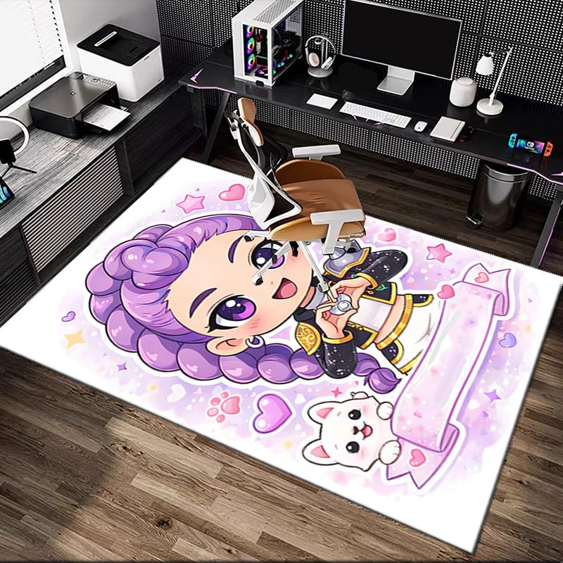 1pc Kpop Demon Hunters Rug, Digital Printed Home Chair Sofa Mat, Durable Office Area Carpet, Beautiful Festival Decorations