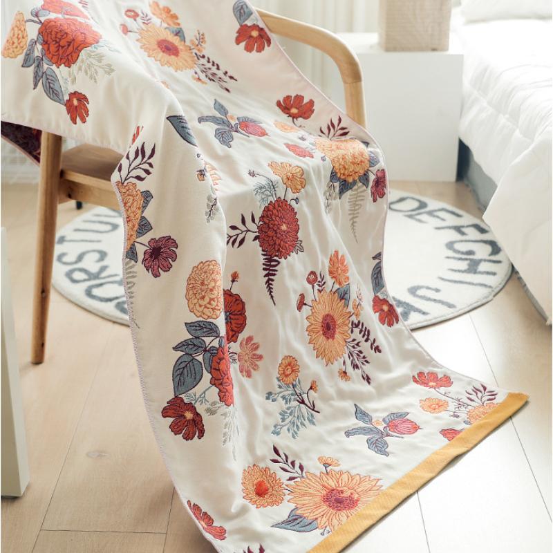 80x160cm Orange Flowers Bath Towel Pure Cotton Soft Absorbent Quick-drying Towel Beach Towel for Women,1pc