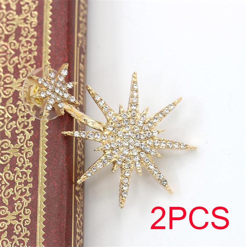 Full Rhinestones Diamond Crystal Stars Snow Hanging Punk Style Stylish Modern Luxury Stud Earring Women Jewelry
