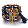 European American Fashion Bohemian Layered Beaded Bracelets Elastic Ethnic Bracelets for Women Female Bangle Bracelet