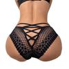 Sexy Women's Thongs Underwear Cotton Crotch Mid-Rise Lace Seamless Abdomen Cross-Bound Floral Pattern Quick Dry Women Panties