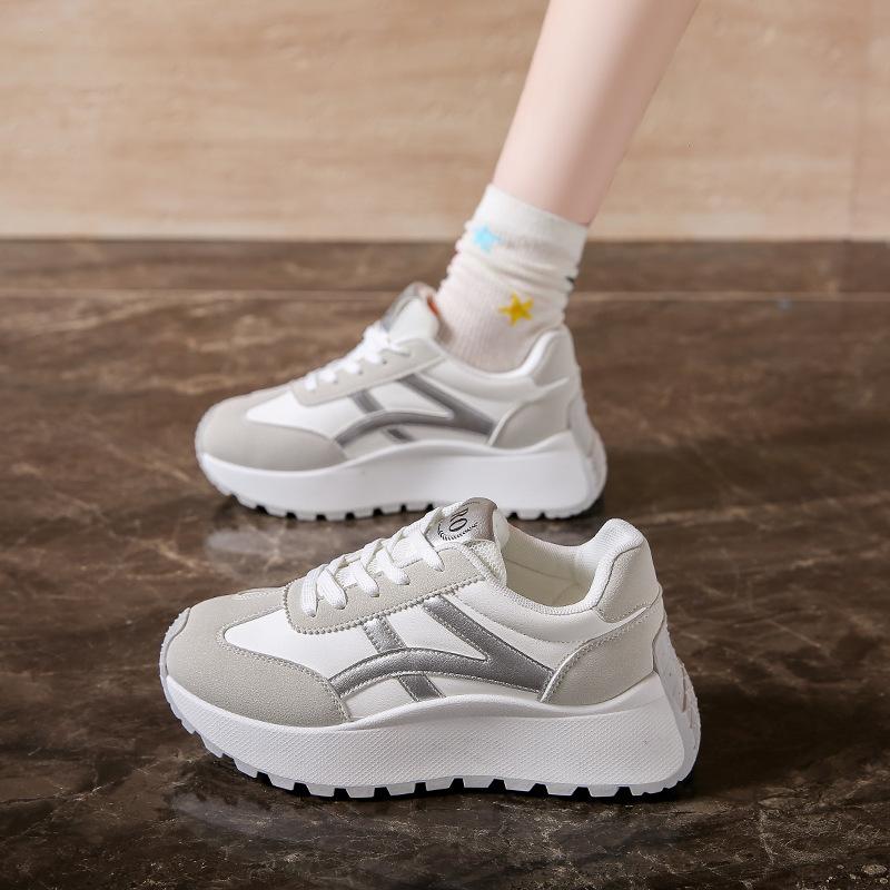 Женские повседневные туфли на толстой платформе Dad Shoes со шнуровкой, нескользящие, для ходьбы, удобные кроссовки из искусственной кожи для бега и тенниса для женщин, дышащие кроссовки