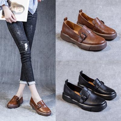 Маленькие кожаные туфли в британском стиле, женские новые туфли большого размера на весну и осень, резиновые туфли в стиле ретро на плоской подошве