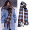 Imitation Cashmere Scarf, Women's Autumn and Winter New Style, Thickened Warm Scarf with White Tassels, Medium Long Versatile Scarf