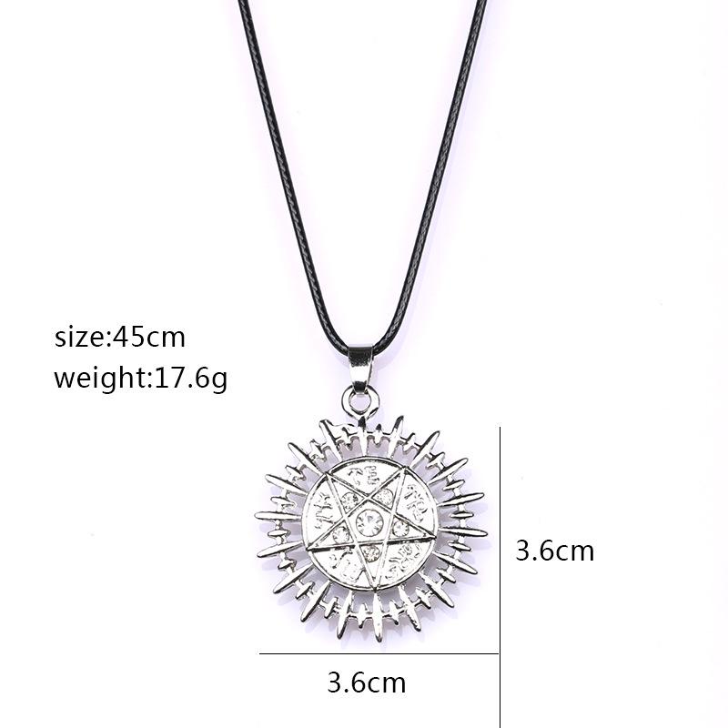 Модное ожерелье в виде пентакля Солнце Сверхъестественное кожаное ожерелье-веревка для мужчин и женщин Подарки для друзей Ювелирные изделия