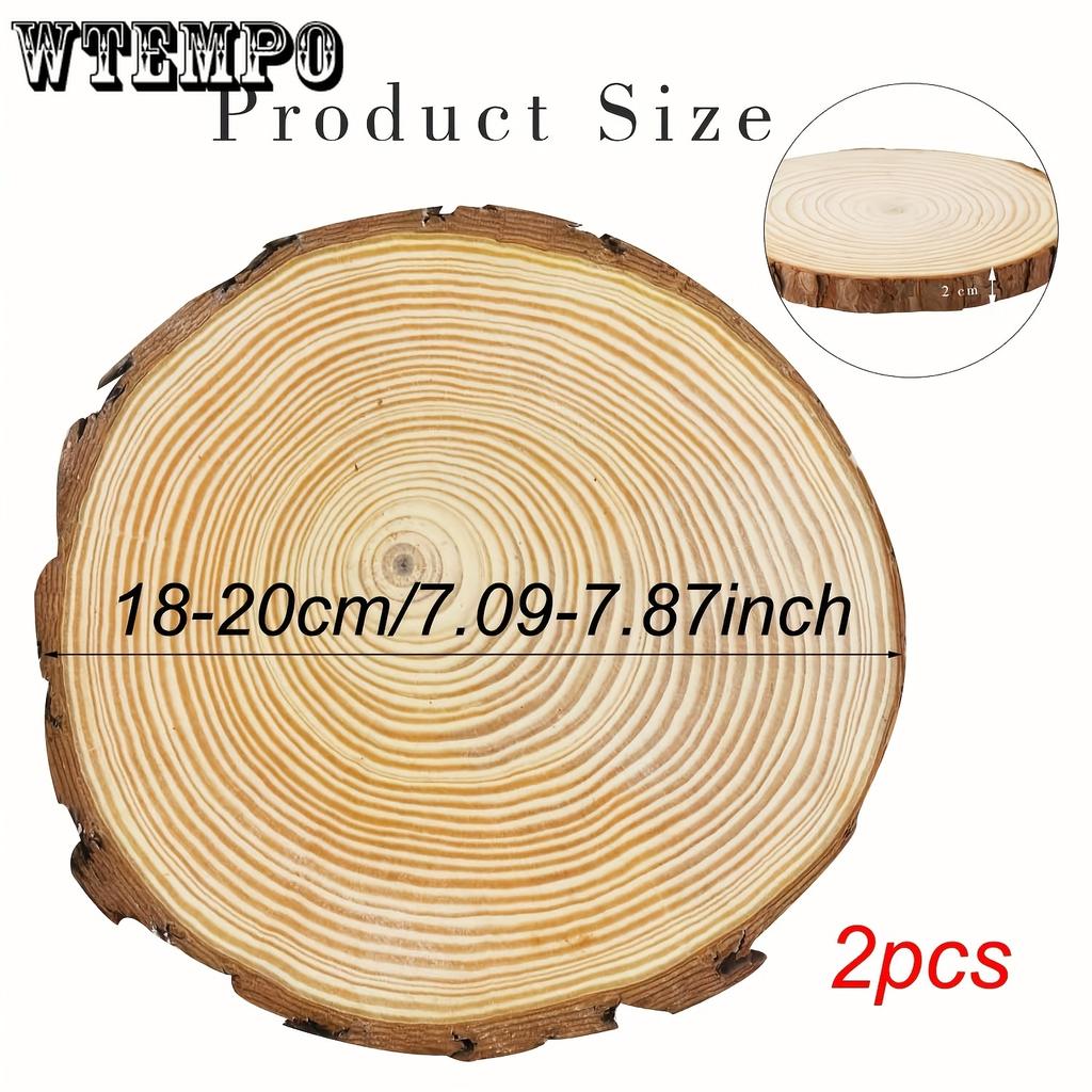 2pcs Large Wood Slices, 7.09-7.87 Inches Round Wooden Circle, Rustic Wood Slices for DIY Painting Crafts, Weddings Centerpieces Decor