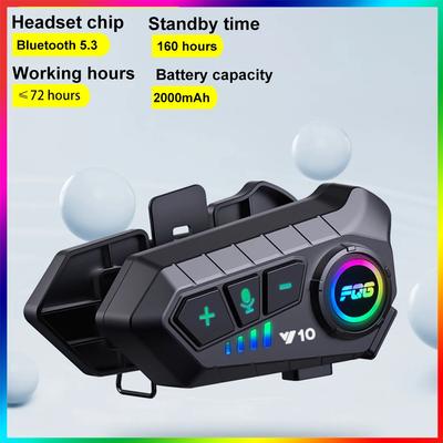 Гарнитура для шлема мотоцикла Y10 Bluetooth 5.3 с голосовым управлением, беспроводная гарнитура для разговора на мотоцикле, водонепроницаемая