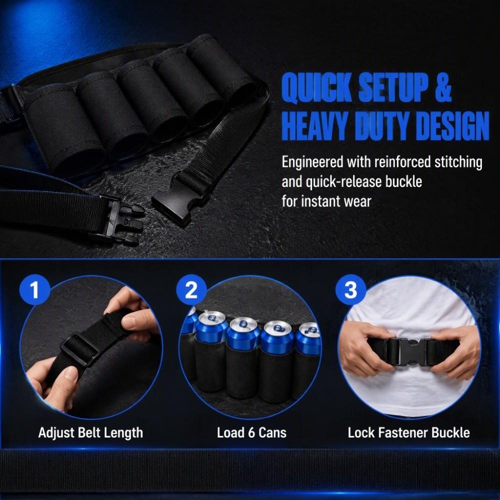 1pcs/ 2pcs Oxford Cloth Beer Belt Bag 6 Pack Beer Can Holder Beer Drinking Accessories For Men