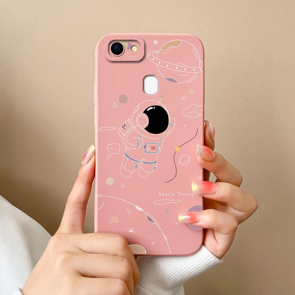 Чехлы для телефонов Oppo F19 F5 F7 F9 F11 F15 F17 F21 Pro Plus с рисунком астронавта из жидкого силикона, противоударные защитные чехлы для Oppo Shell