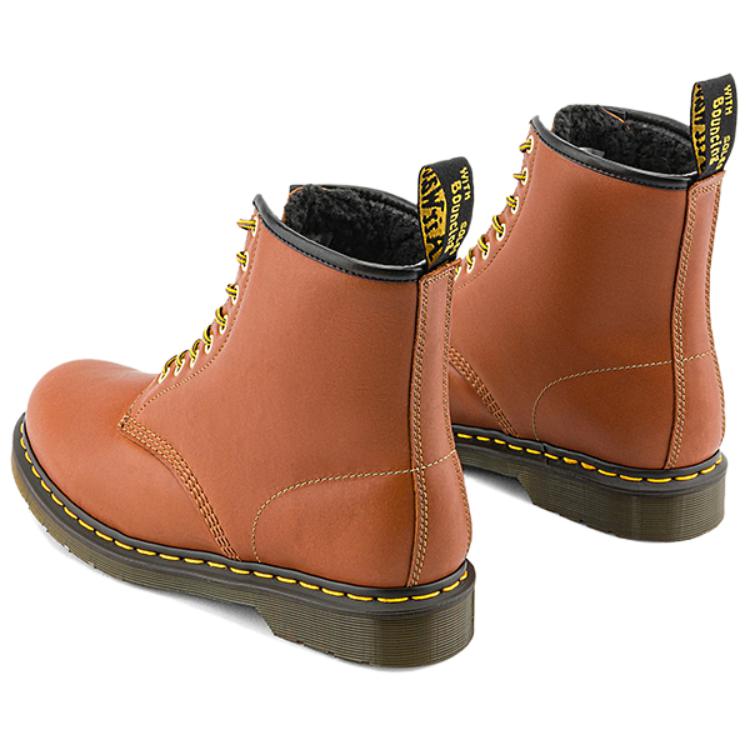 Dr. Martens 1460 Кожаные Ботинки с Круглым Носком Простые На Шнуровке Оригинальные Короткие Ботинки Унисекс Желто-Коричневые 32130220