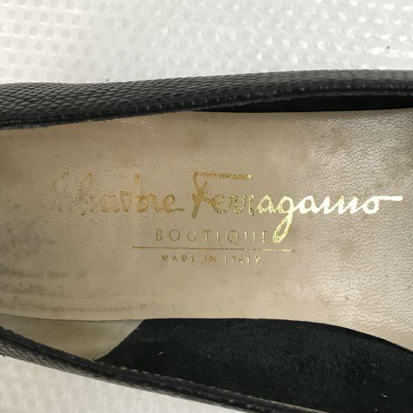 Salvatore Ferragamo Туфли-лодочки из кожи ящерицы 6C 23 черные(ИСПОЛЬЗОВАЛ)