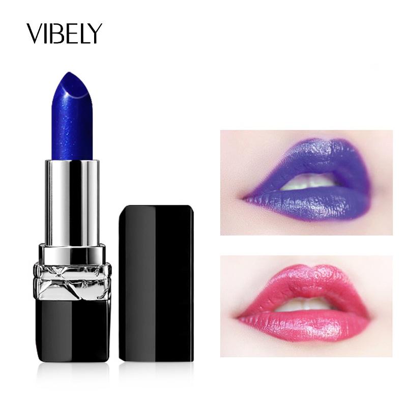 VIBELY Blue Siren Warm Sense Губная помада, меняющая цвет, долговечная водостойкая теплая губная помада, синяя перламутровая помада