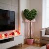 1/2Pcs Artificial Heart Topiary Tree Love Heart Topiary Stake with Rainbow Bow Indoor Outdoor Garden Porch Faux Shrubs Plants
