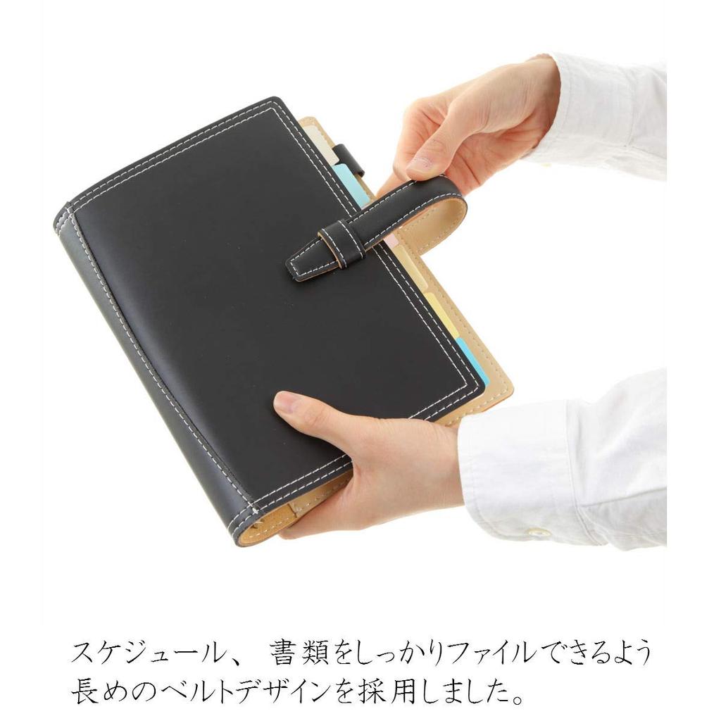 Monobox Japan Веганская кожа A5 Блокнот для заметок 10 Легко пополняемый Сменный планер, Размер, 6 отверстий, Двойная прошивка, Карман, Сменные блоки, Чистый, Для бизнеса