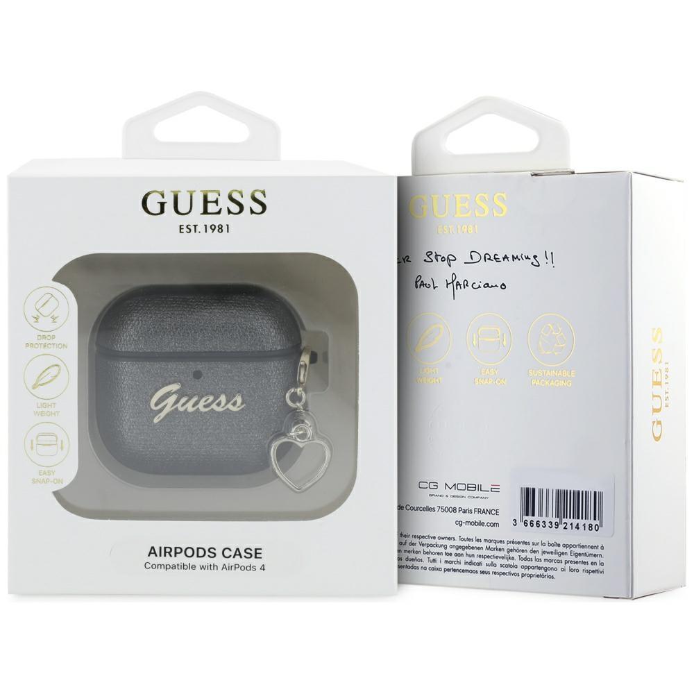 Etui Guess Metallic Script Charm Do      Airpods 4 Czarny