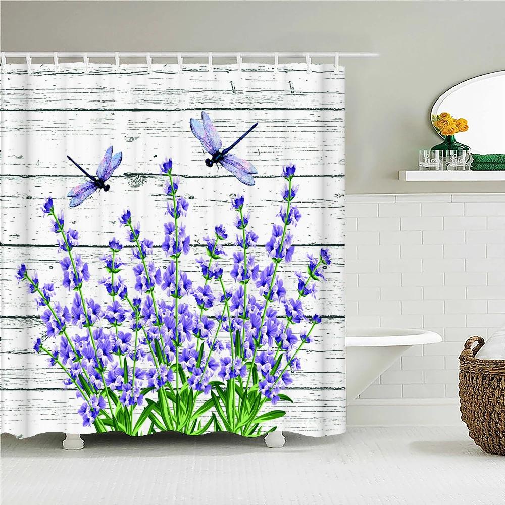 3D Подсолнухи Желтые Цветы Акула Шторки для душа Ванная комната Водонепроницаемая Занавеска для ванны Полиэстеровая ткань с крючками Декор Защитный экран для ванны