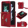 For Samsung Galaxy Z Flip 5 5G Luxury Leather Lanyard Phone Case Strap Wallet Card Slot Holder Galaxy Z Flip 5 Shockproof Protective Cover