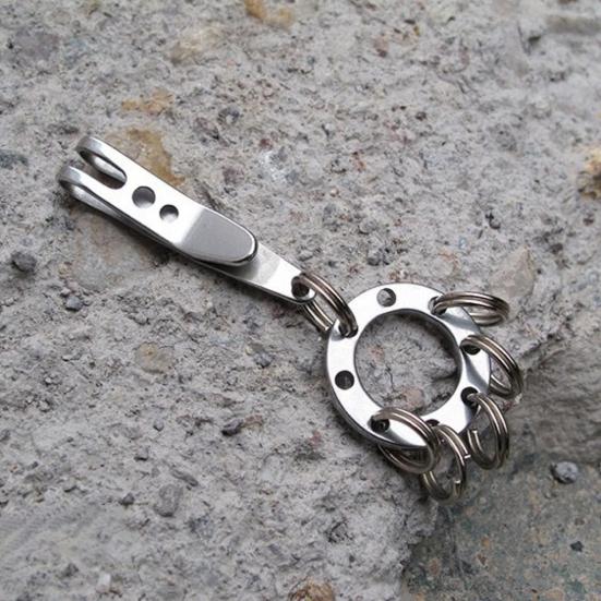 3 шт. Кольцо для ключей из нержавеющей стали с клипсой Сверхпрочный металлический брелок Держатель с карманной клипсой