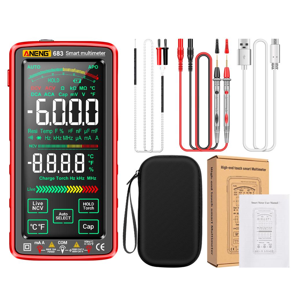 683 6000 Counts Large   Digital Multimeter Smart Anti-burn Rechargeable   Meter   Reverse Display NCV Tester with Flashlight