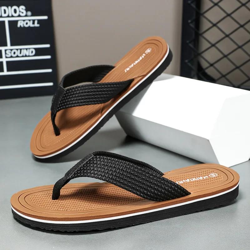 Мужские тапочки, новые летние дышащие мягкие повседневные тапочки на платформе, высококачественные нескользящие шлепанцы, пляжные тапочки