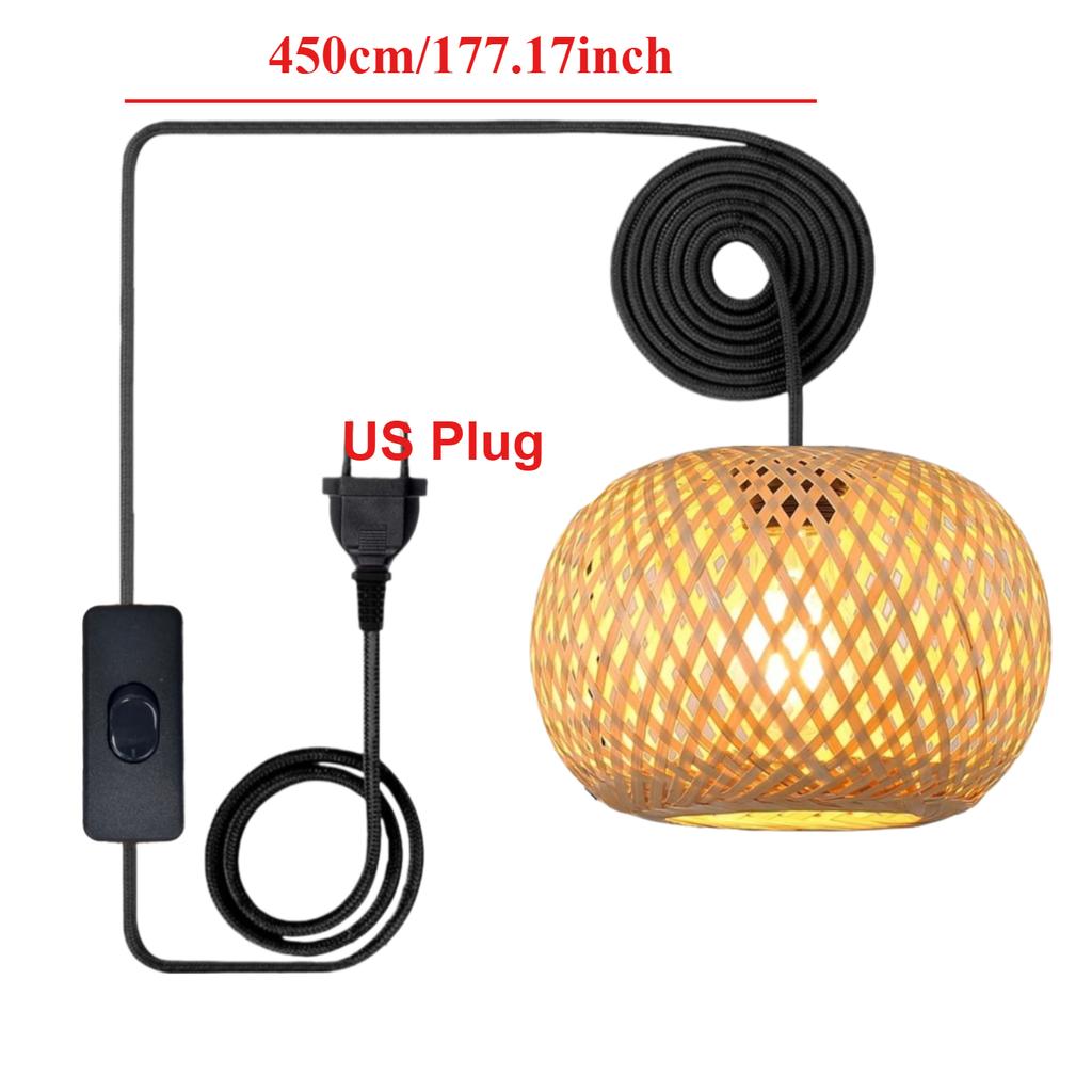 JOYINLED Японский Бохо Люстра, E27 Плетеная из Бамбука Настенный Светильник для Спальни Ванной Гостиной Винтажный Ротанговый Включаемый Светильник 20 см