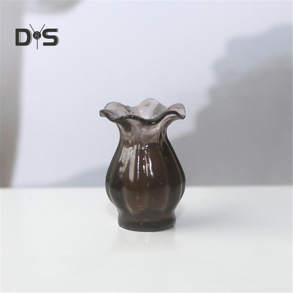 Миниатюрная стеклянная кружевная ваза с цветами разных цветов для кукольных домиков