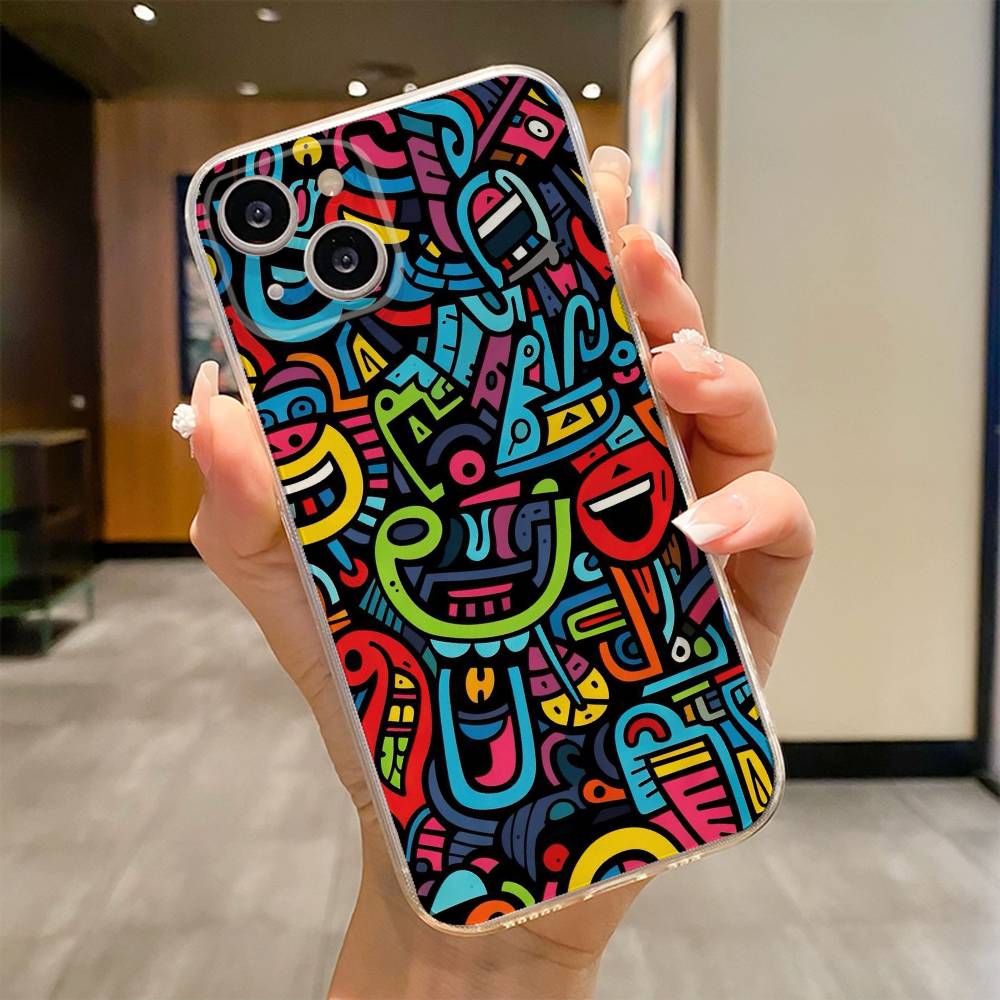 Красочная Граффити Линии Чехол Для Телефона Для iPhone 17 16e 16 15 14 13 12 11mini Pro Max X XR XSMAX 8 7 Air Plus Мягкий Чехол