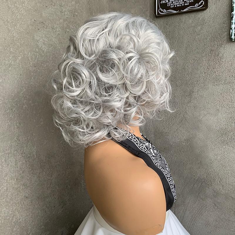 Смешанные серебристо-серые короткие волнистые волосы женские средней длины черный кудрявый парик синтетический натуральный парик для вечеринок повседневный термостойкое волокно