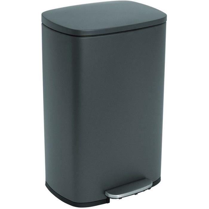 Poubelle de Cuisine a Pédale - ADMIRAL - 50 L - Gris Mat - Kitchen Move