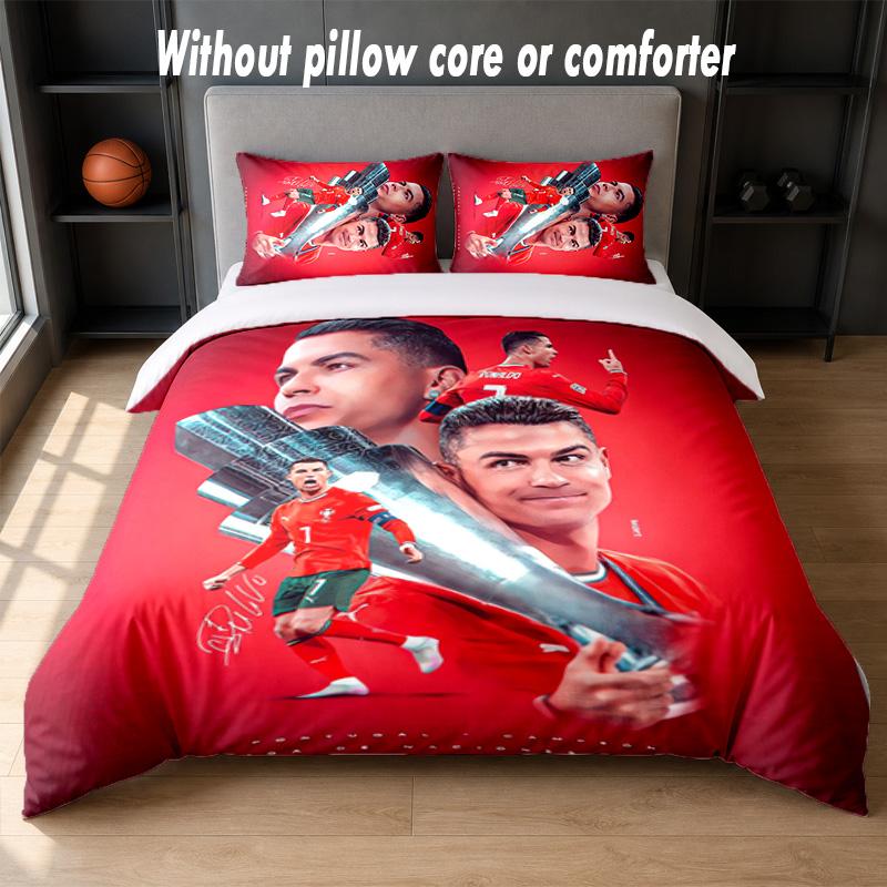 Дизайн Cristiano Ronaldo Комплект постельного белья 1 пододеяльник + 2 наволочки Мягкое дышащее домашнее постельное белье
