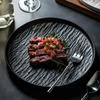 Round Steak Plate Stone Grain Dessert Dishes Plate Simple Fruit Salad Plate  Restaurant