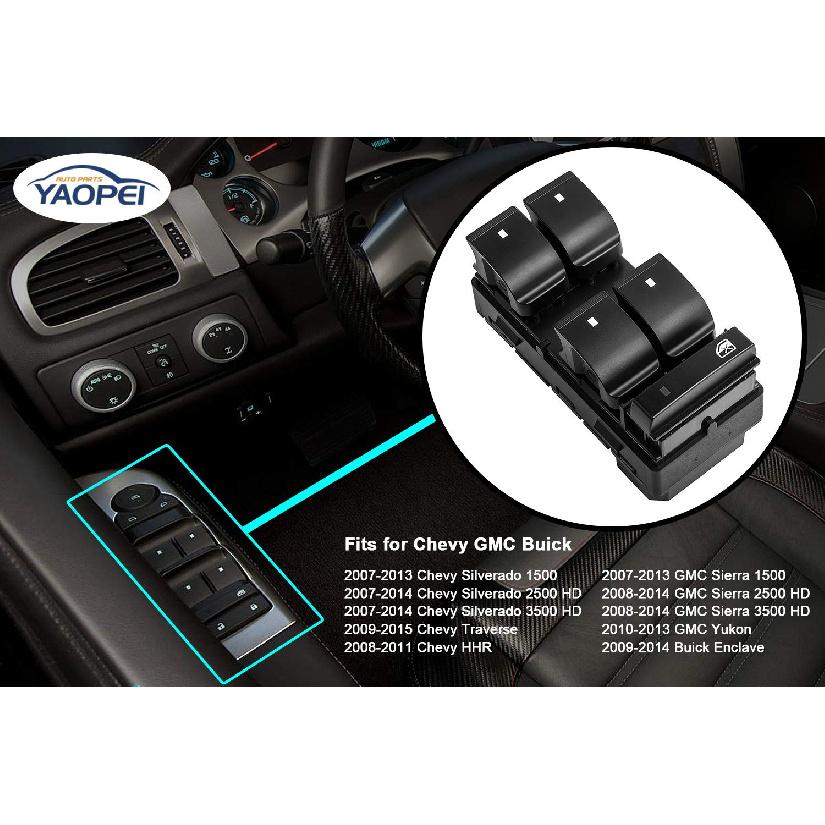 Главный выключатель стеклоподъемника со стороны водителя для 2007-2013 Chevrolet Chevy Silverado GMC Sierra Traverse HHR 1500 2500HD 3500HD Yukon Buick 25789692