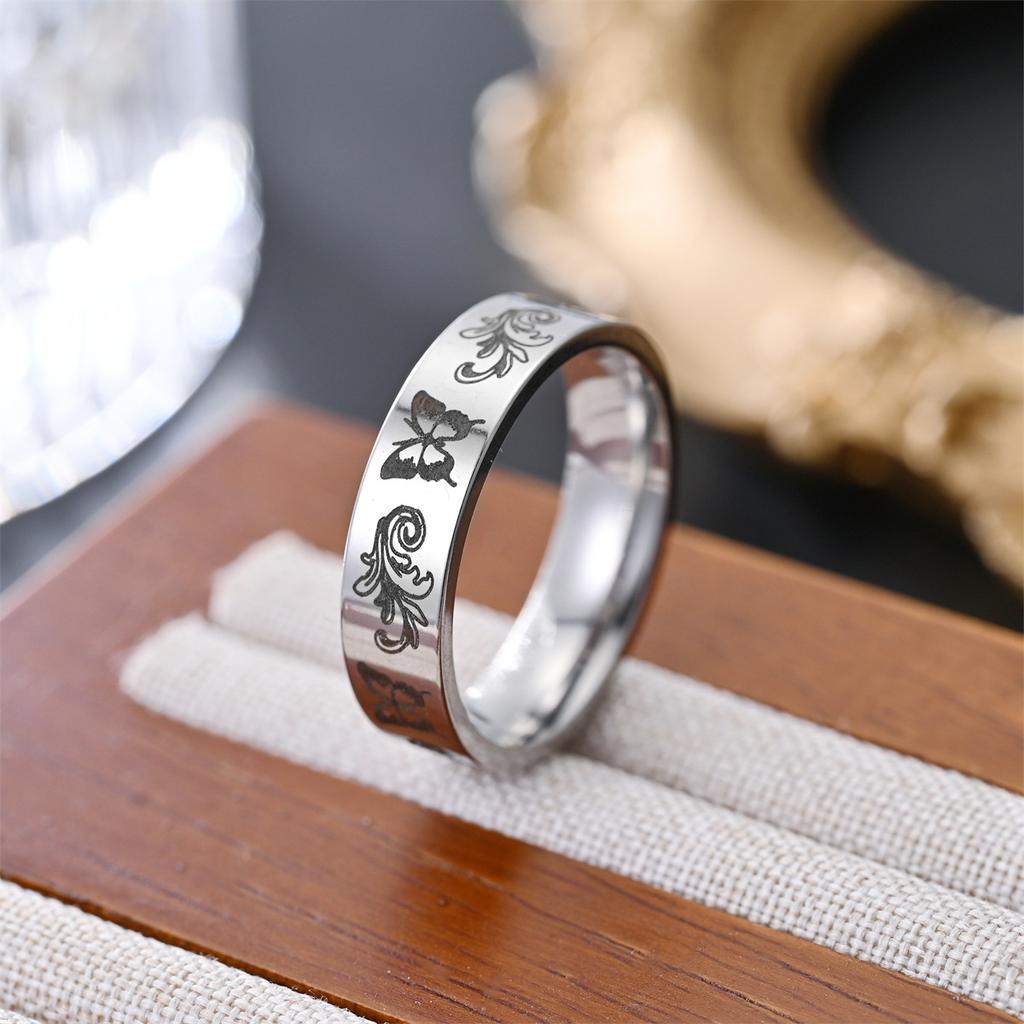 Titanium steel ring, penguin, butterfly elephant, mountain forest, wolf king nature leisure ring