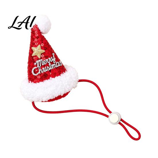Funny Pet Christmas Costume Santa Set Dog Cat Outfit Festive Neck Collar Winter Warm Coat with Matching Hat Holiday Photo Prop for Small