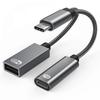 USB C на USB Адаптер OTG и Зарядный Кабель, 2 в 1 USB-C Разветвитель с 60W PD Зарядкой Type C OTG и USB A Женским Портом Совместимый с Chromecast Goo