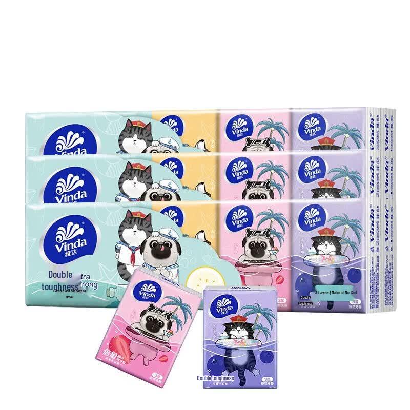 Vinda Wuhuang Wansui 3-Ply Portable Handkerchief Tissues