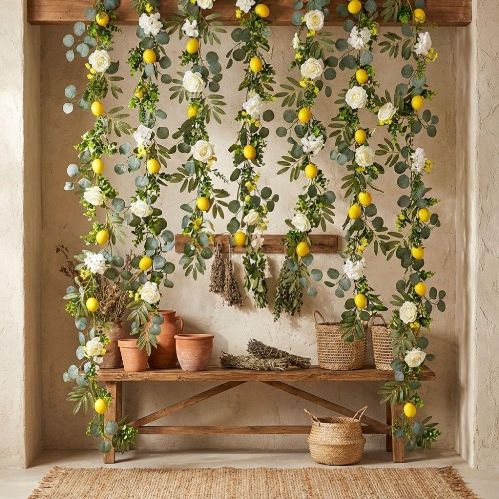 Realistic Lemon Vine Decor Greenery Simulation Lemon Vine Faux Lemon Wreath  Wedding Party Decor