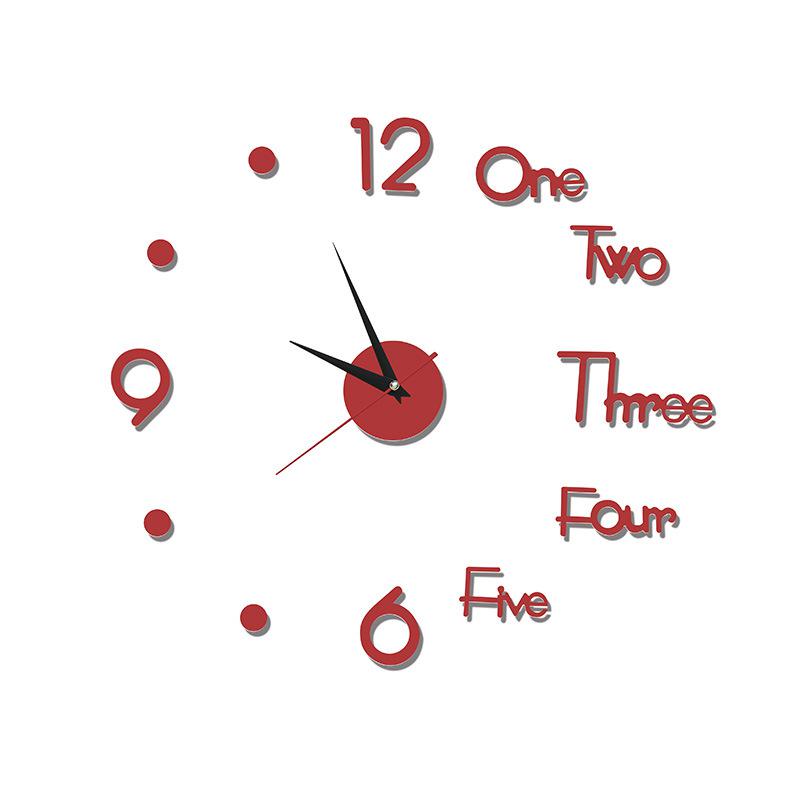 Acrylic Wall Sticker Clock with Luminous Function, Silent Living Room Wall Clock
