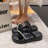 Fairy Wind Slippers Outer Wear Female Summer 2025 New Pearl Design Lace Gentle Thick Bottom Two Wear One Word Sandals