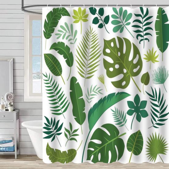 Водонепроницаемая занавеска для душа с крючками, изысканный узор, быстросохнущие растения, принт, занавеска для душа, украшение, принадлежности для ванной комнаты