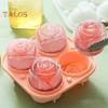 Rose Ice Cube Mold Big Ice Ball Maker for Cocktails 3D Flower Shape Ice Trays Silicone Large Ice Cubes Freezer Tray for Whiskey Bourbon Juice Tea