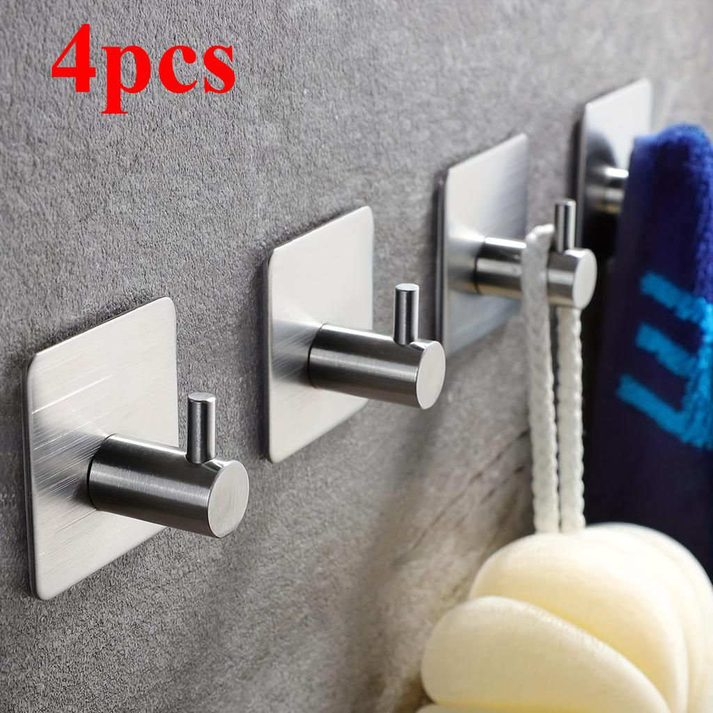 4PCS Heavy-duty Waterproof Stainless Steel Wall Hook for Easy Installation and Space Saving In Bathrooms and Bedrooms