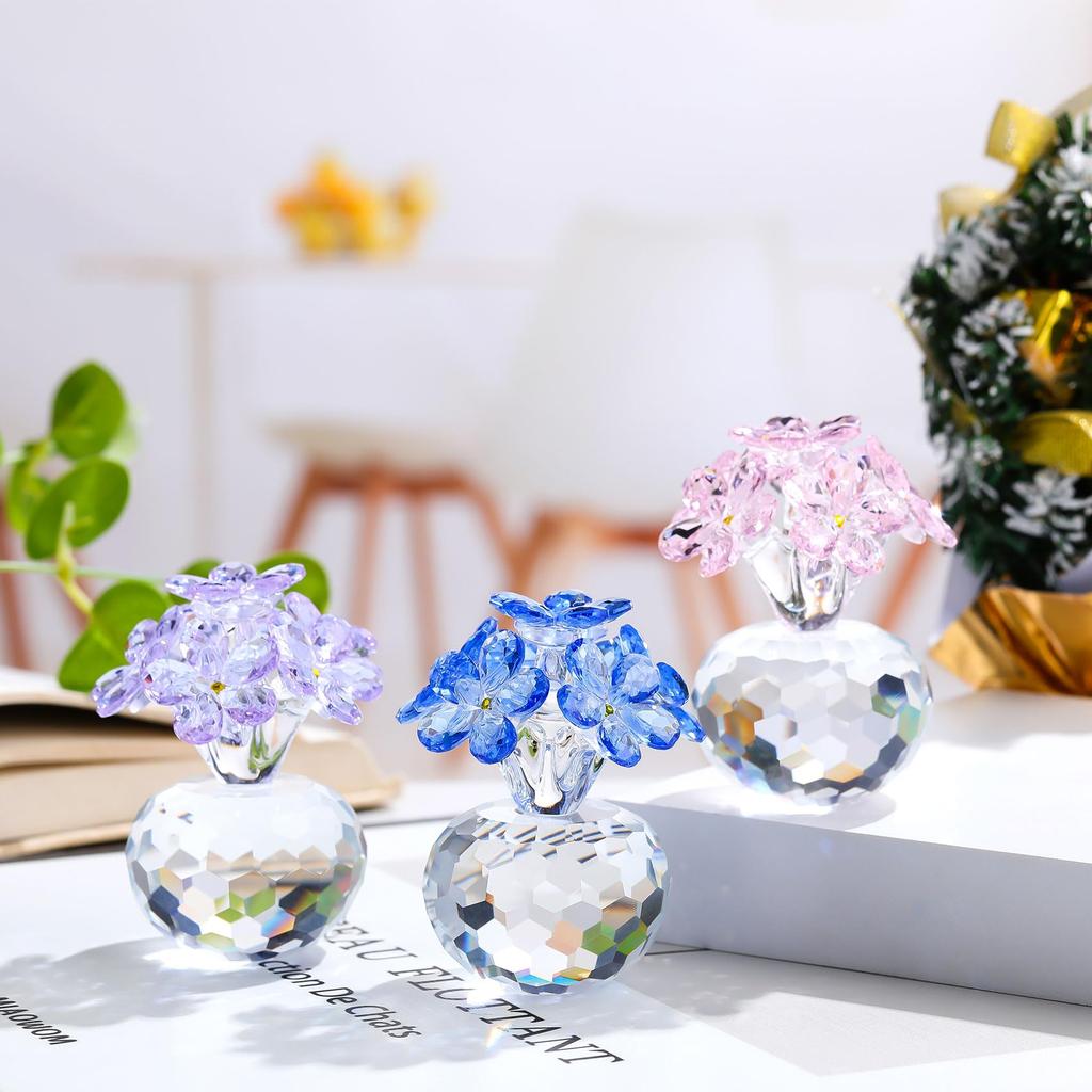 Хрустальная фигурка Розовый хрустальный цветок Домашние украшения Подарок на день рождения для подруги Подарок на день Свадьба Незабудка Матери День святого Валентина