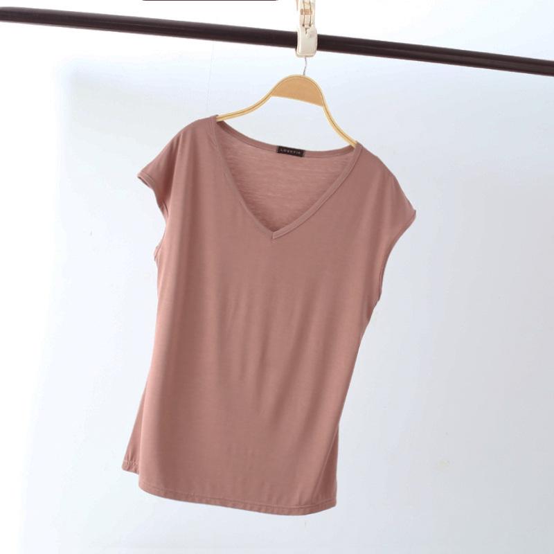 Sleeveless V-Neck Slim-Fit Modal T-Shirt for Women - Summer 2024 Korean Style