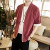 Summer Men Kimono Jackets Cardigan Lightweight Casual Cotton Blends Linen Seven Sleeves Open Front Hanfu Coat