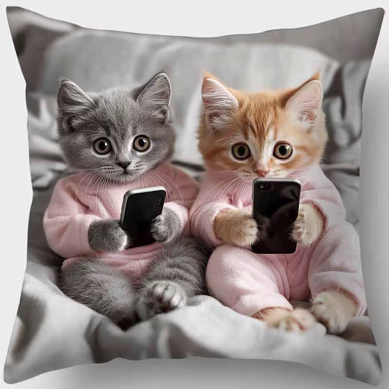Милая наволочка с животным принтом: Плоская 2D-печать, не настоящая вышивка, ночной диван ночная подушка для дивана