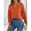 Autumn Winter Casual Hollow Out V-neck Twist Pullover Sweater Long Sleeve Casual Fashion Elegant Casual Tops Ladies Office Streetwear Simple Clothing