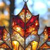 Maple Leaf Fall Ornament Window Hanging Autumn Leaf Suncatcher Stained Glass Wall Art for Thanksgiving Autumn Indoor Outdoor Home Decor