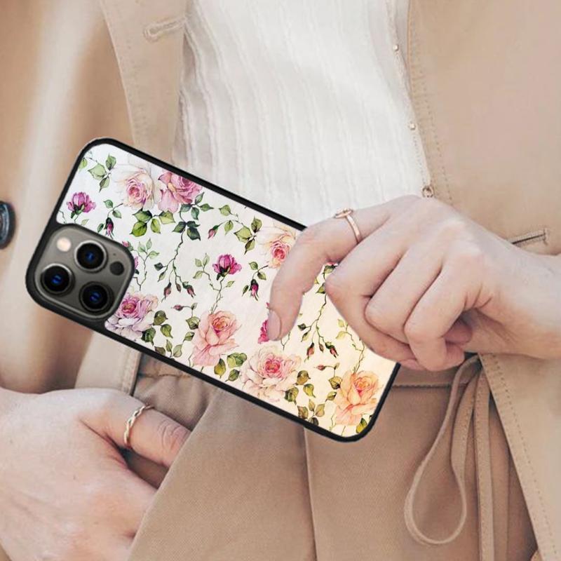 Цветочный чехол с магнитом для телефона с изображением розы для APPLE iPhone 17 Air 16 14 13 12 Pro Max 15 Plus Беспроводная зарядка с чехлом MagSafe